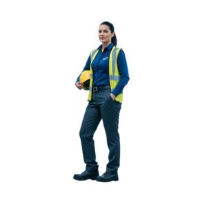 Female Engineer’s Uniform – Blue Shirt, Safety Vest & Work Pants
