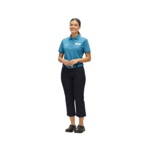 Female Supermarket Uniform – Aqua Polo & Cropped Pants