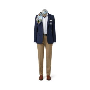 Elegant Female Tour Guide Blazer Set with Scarf