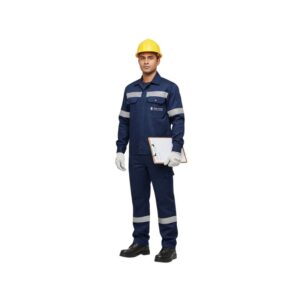 Men’s Industrial Factory Worker Uniform – Navy Blue with Reflective Strips