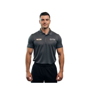 Men’s Athletic Gym Staff Polo – Charcoal Gray